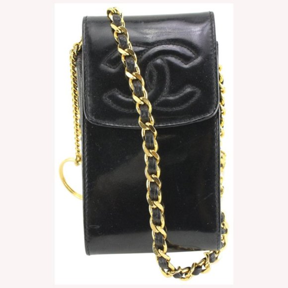 Chanel Black Patent CC Logo Mini Flap Pouch Crossbody 13ck69s - Picture 1 of 12